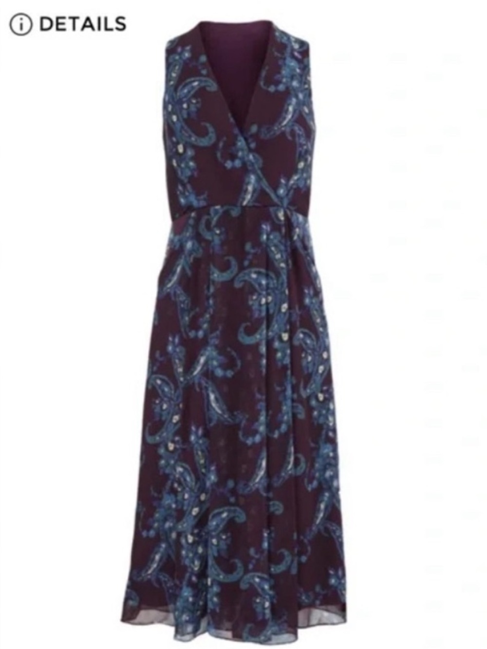 CAbi Treasure Paisley #3461 Floral Pocket Midi Dress Blue Plum Short Sleeve 12 - Picture 13 of 13